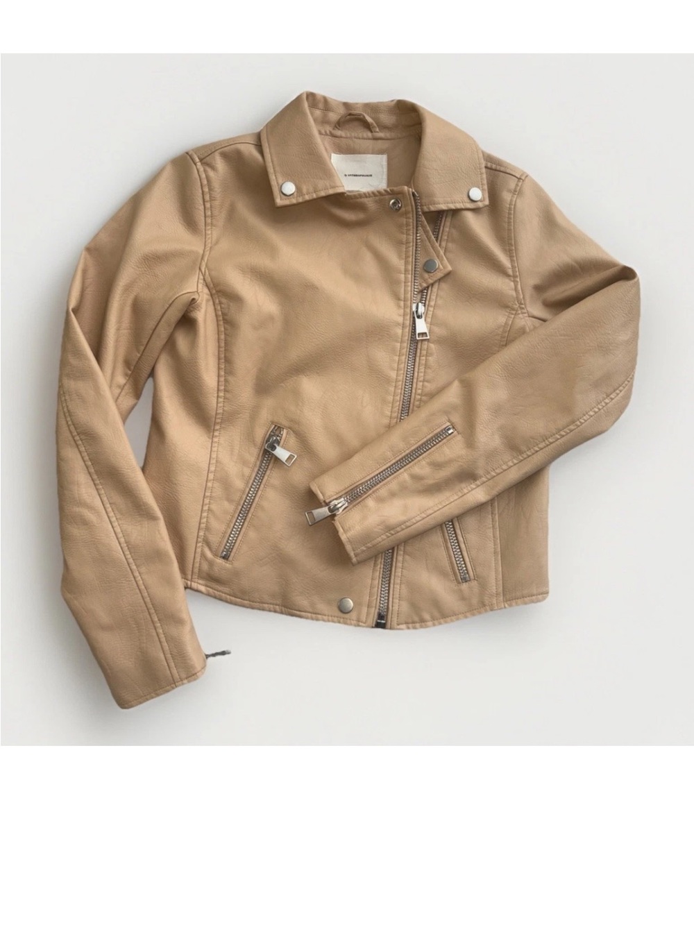 Anthropologie Saige Faux Leather Moto Jacket Size Front Zip Closure XS